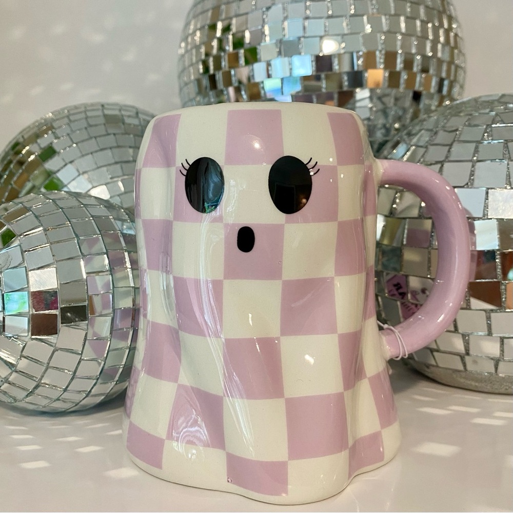 Purple Checkered Ghost Mug